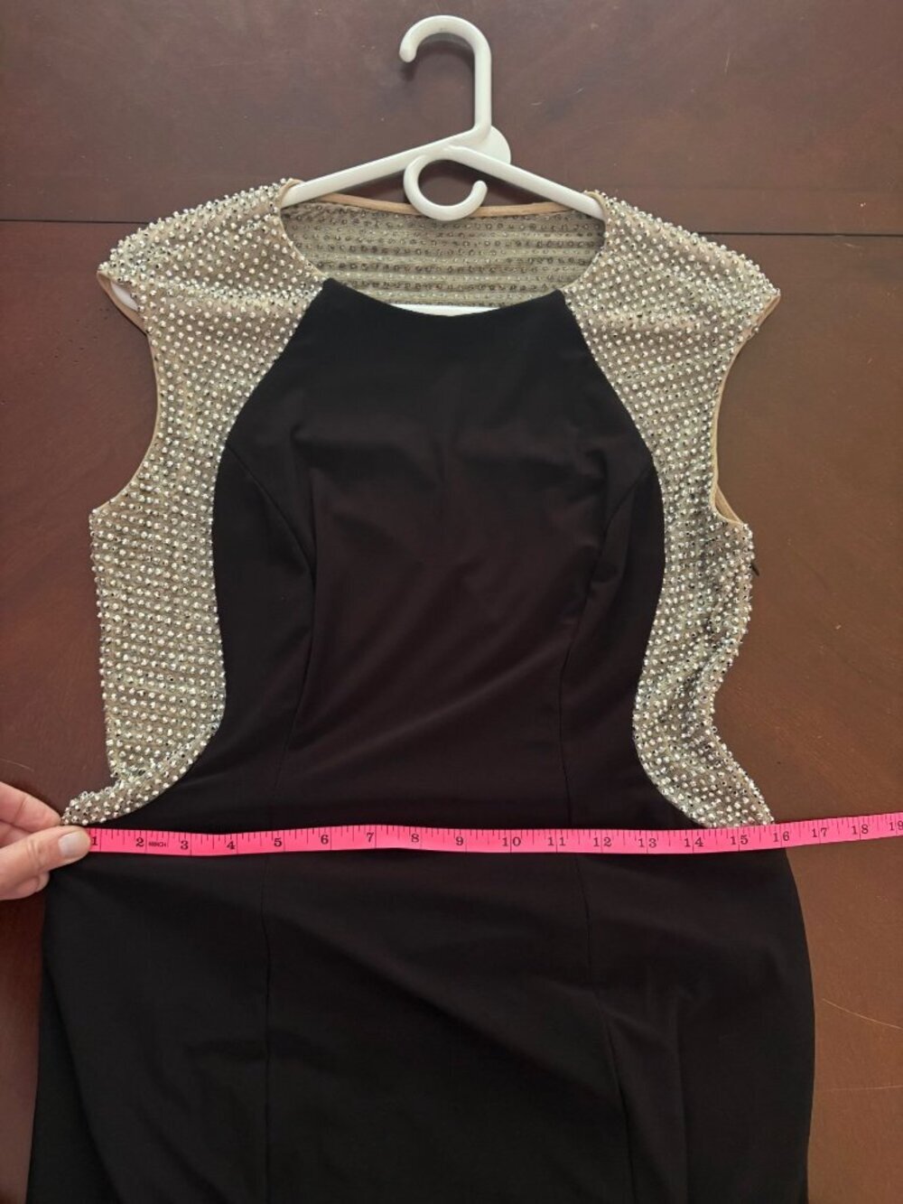 Xscape Caviar Rhinestone Illusion Gown Black Nude Formal Evening Dress Size 12 - Picture 13 of 13